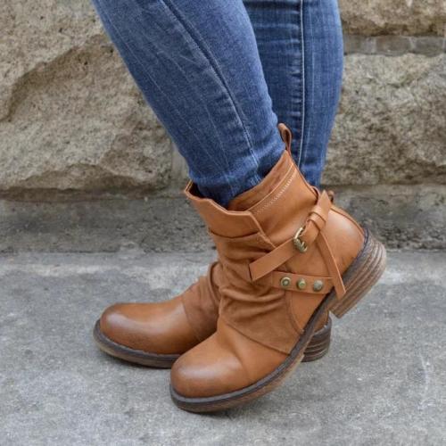 Leather  Buckle Boots