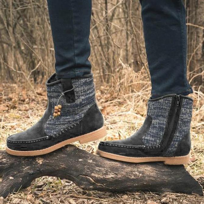 Daily Flat Heel Zipper Boots