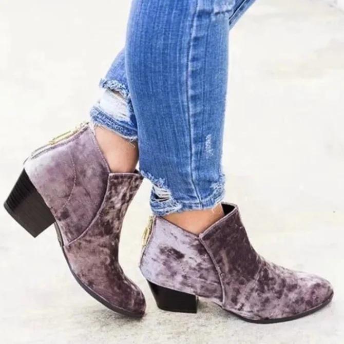 Low Heel Leather Boots