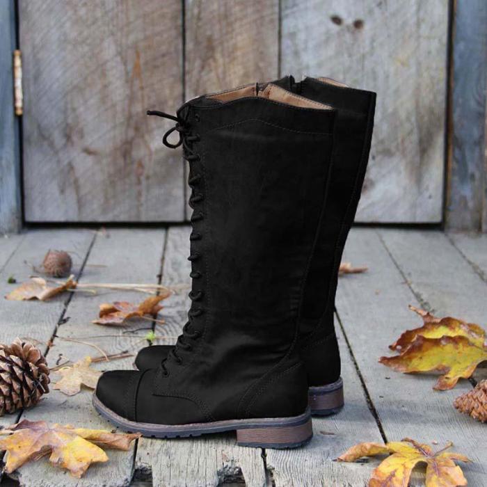 Womens Artificial Leather Lace-up Casual Boots