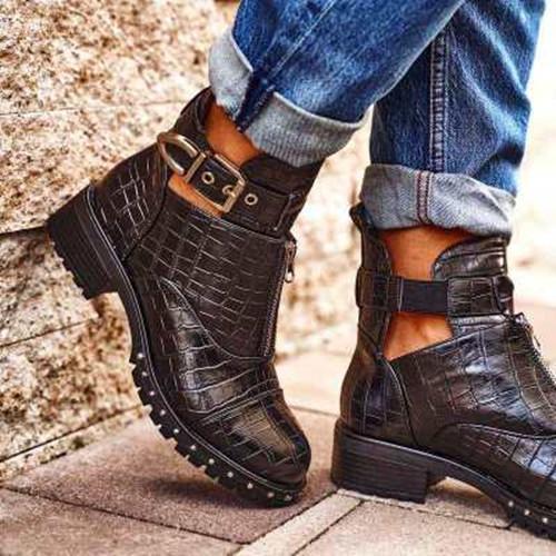 Artificial Leather All Season Zipper Boots