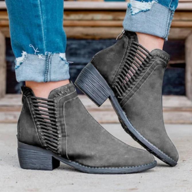 All Season Artificial Leather Zipper Boots