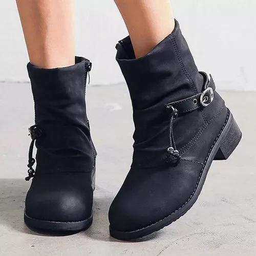 Women's Buckle Zipper Ankle Boots