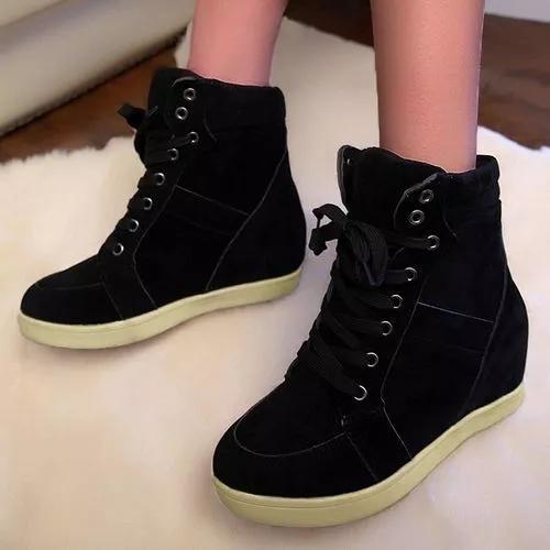 Women's Lace-up Wedge Heel Boots