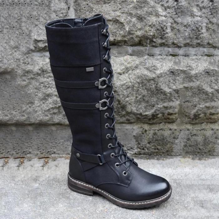 Women’s Retro Casual Black Lace Up All-Match Comfortable Boots