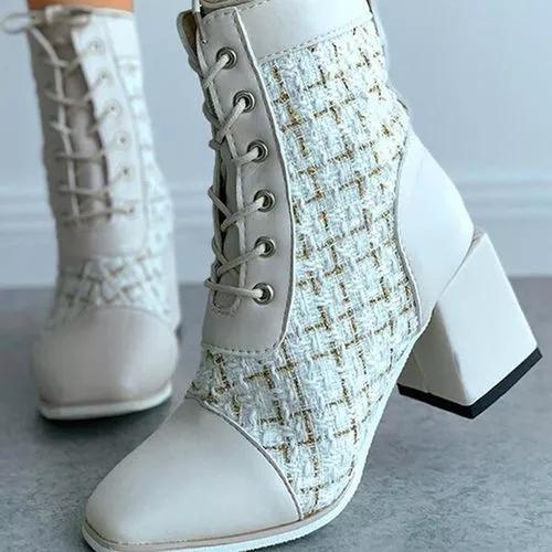 Women's Lace-up Split Joint Ankle Boots