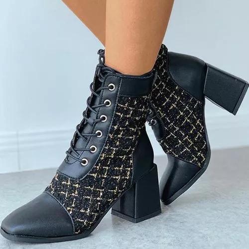 Women's Lace-up Split Joint Ankle Boots