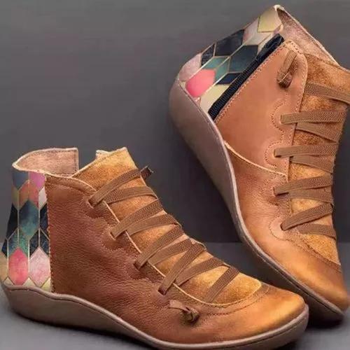 Women's Lace-up Ankle Boots Flat Heel Boots