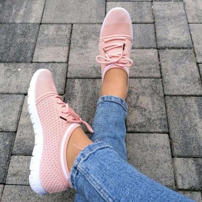 Pink Mesh Sneakers