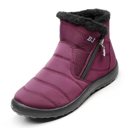Women Side Zipper Unisex Waterproof Fur Lining Slip On Snow Boots