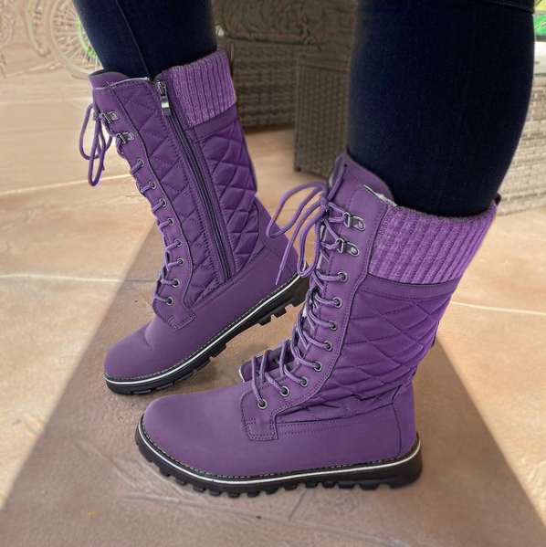 Women’s Fashion Winter Knitted Lace-Up Boots