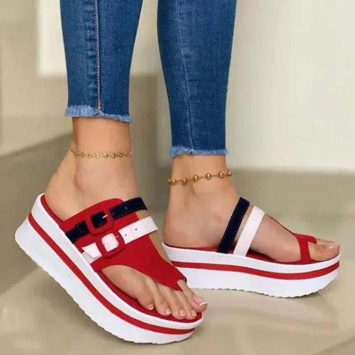 Women’s Fashion Color Block Platform Comfortable Sandals