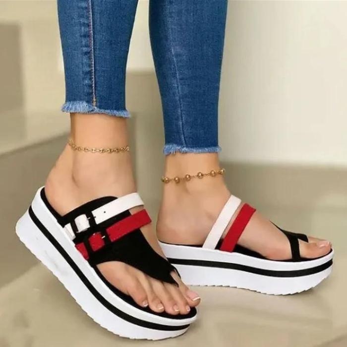 Women’s Fashion Color Block Platform Comfortable Sandals