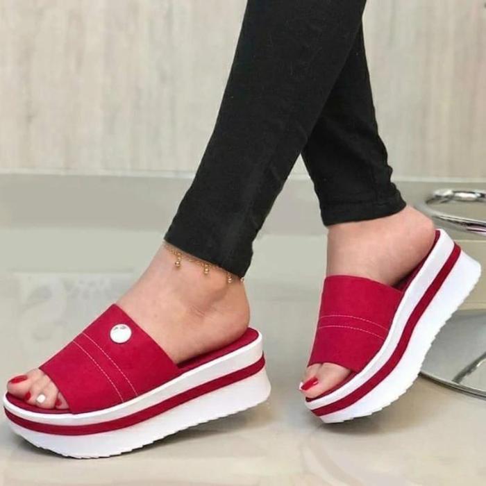 Women Casual Comfortable Pu Platform Sandals Slippers