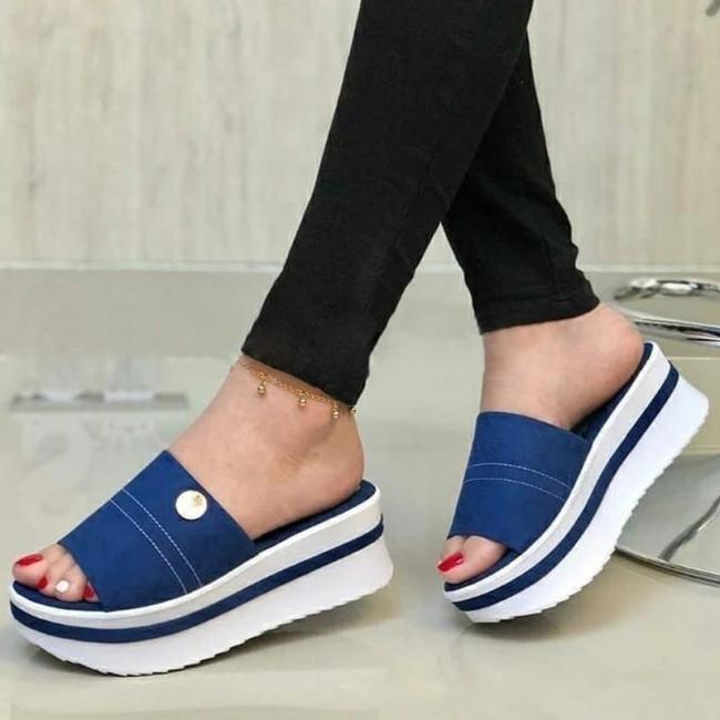 Women Casual Comfortable Pu Platform Sandals Slippers