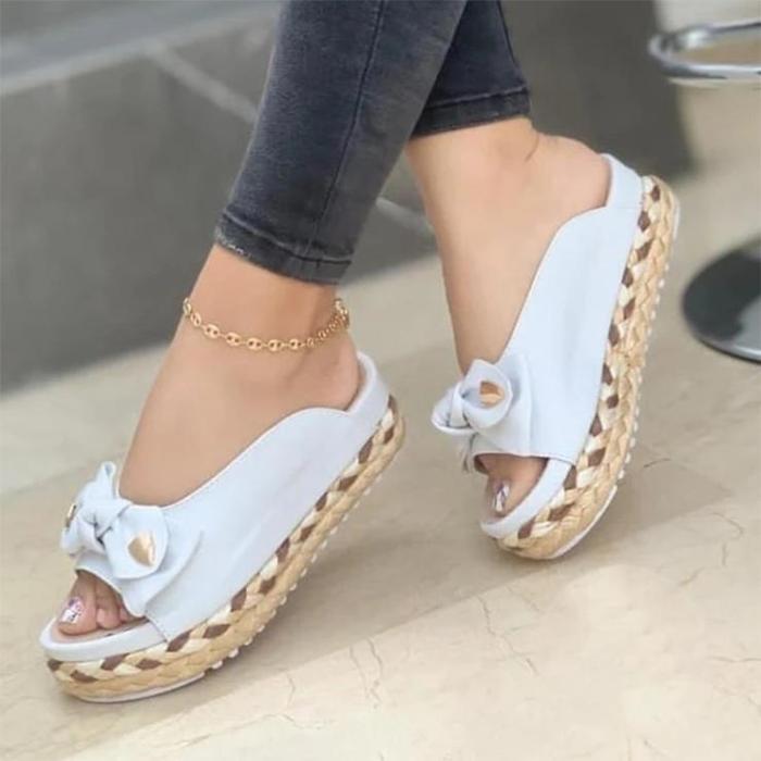 Women's Fashion Thick-Soled Hand-Woven Slippers