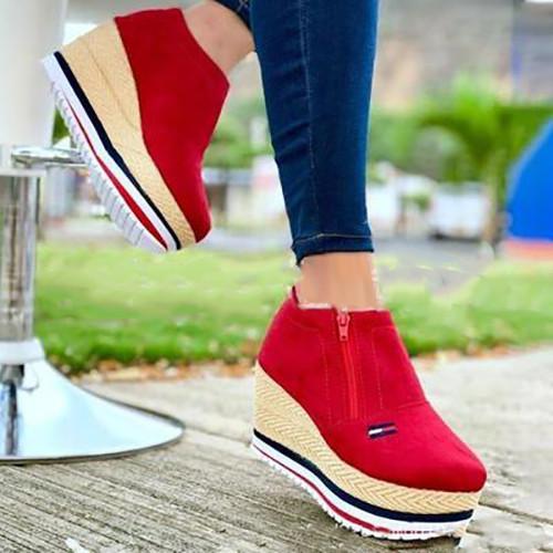 Casual Fashion Canvas Color Matching Platform Loafers