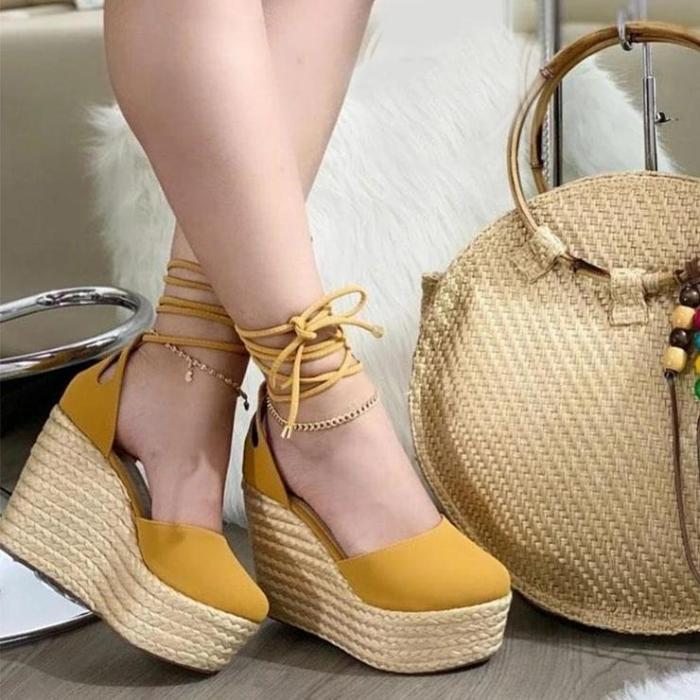 Women's Fashion Lace-Up Wedge Shoes
