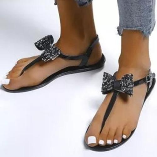 Women's Bowknot Buckle Flats Flat Heel Sandals