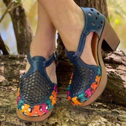 Women's Hollow Handmade Wedge Sandals