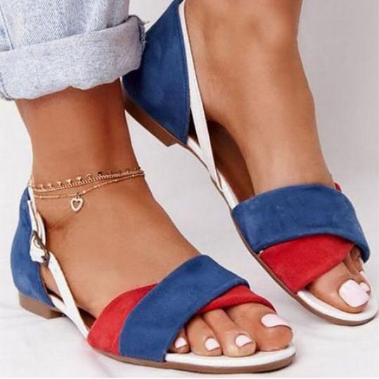 Womens Fashion Color Matching Flat Sandals