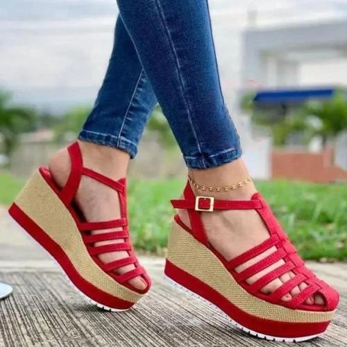 Women‘s Fashion Wedge Woven Sole Sandals