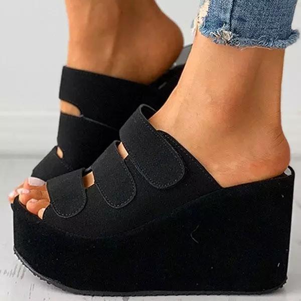 Fashion Velcro Peep Toe Wedge Sandals