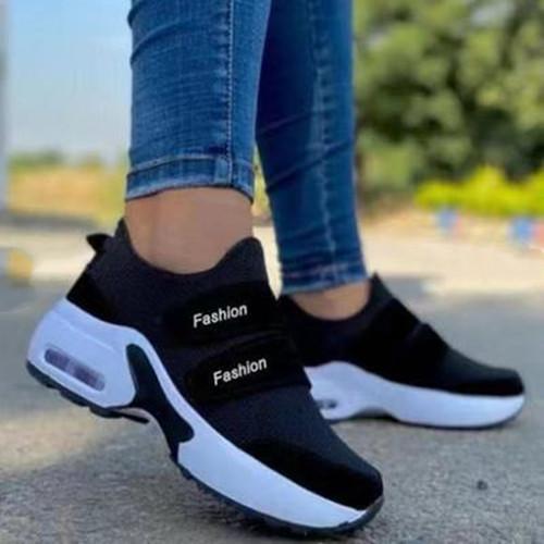 Women‘s Fashionable And Comfortable Flying Woven Velcro Air Cushion Sneakers