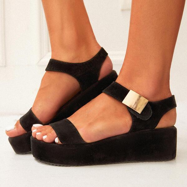 Women's PU Wedge Heel Sandals Platform Wedges Peep Toe Heels With Buckle shoes