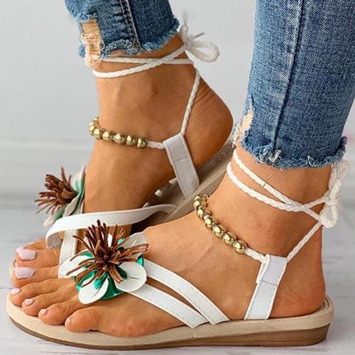 Women's Bohemian Floral Flat Sandals