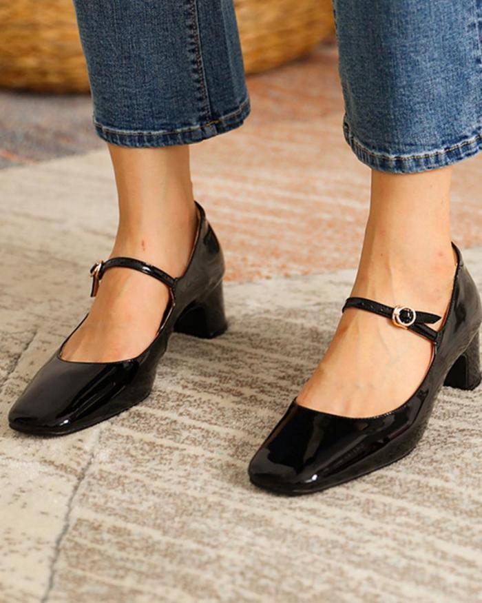 Square Toe Heeled Mary Janes Sandals