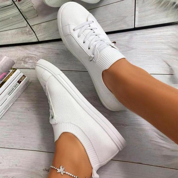 Casual Flat Heel Lace-up Knitted Sneakers