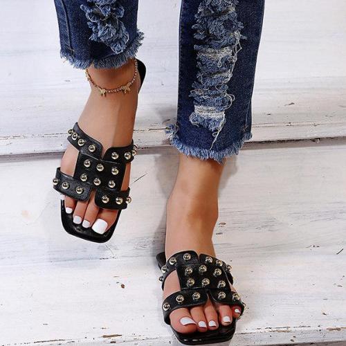 Women's Fashion Rivet Flat Slippers