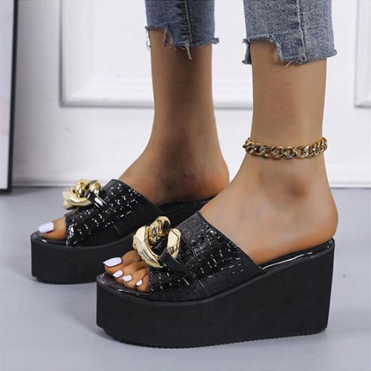 Women's Fashion Chain Platform Slippers