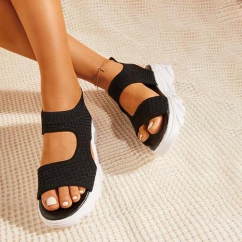 Thick Sole Double Bands Mesh Sock Sandals