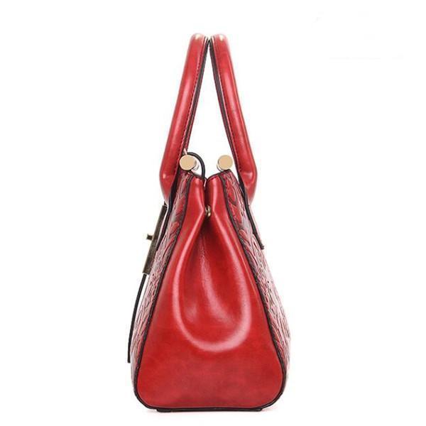 Women PU Leather Retro Embroidery Handbag