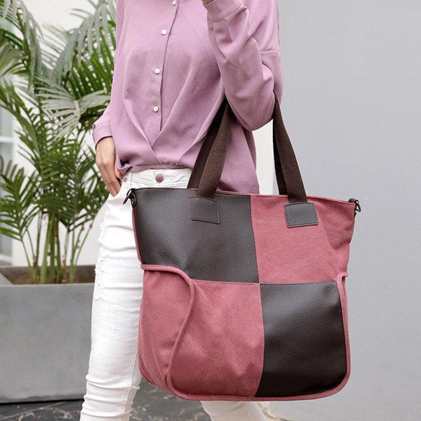Canvas Casual Large Capacity Patchwork Handbag Crossbody Bag