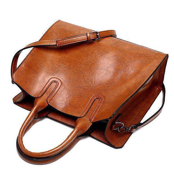 Vintage Oil Wax PU Leather Handbag
