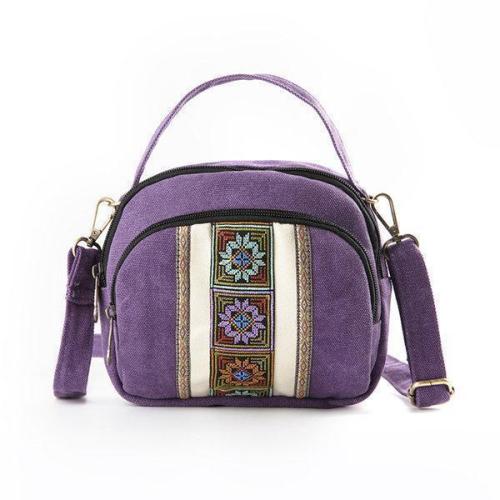 National Style Canvas Three-Layer Shoulder Bag