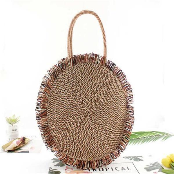 Handmade Round Straw Handbag