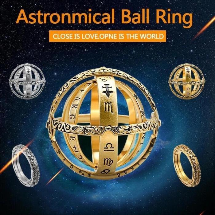 Astronomical Ring - Ring That Folds Out To an Astronomical Sphere With Chain