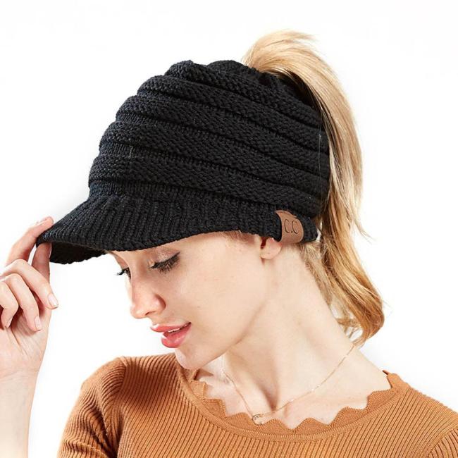 Womens Winter Warm Thicken Ponytail Beanie Hat