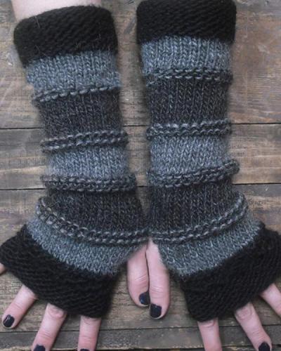 Autumn Winter Casual Basic Stripe Knitted Gloves