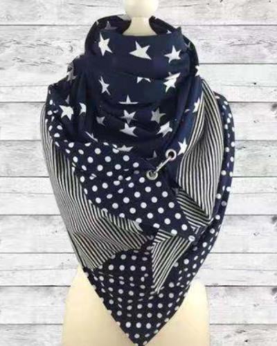 Women Polka Dots Printed Shawl Multi-purpose Neck Wrap Warm Scarf