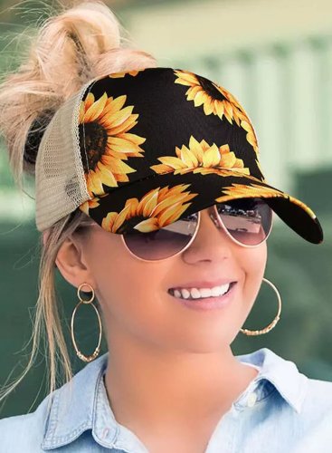 Women's New Fashion Caps Sunflower Color Block Baseball