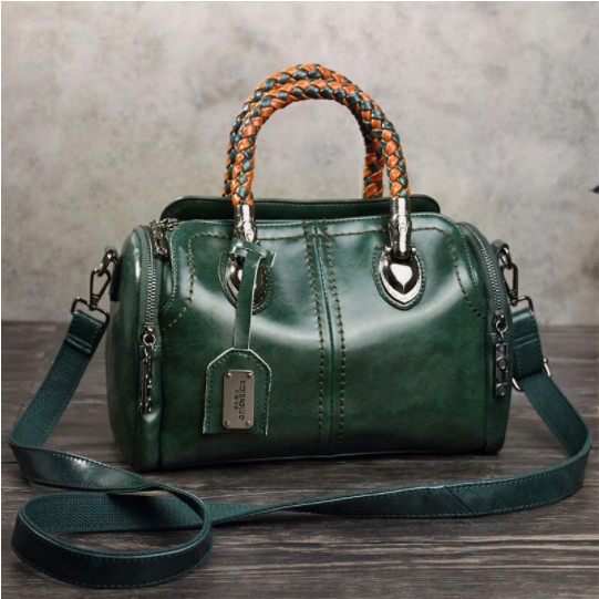 Women Vintage Handbag Oil Wax Leather Crosssbody Bag