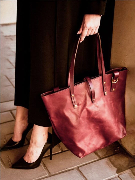 Vintage Rivet Stitch Detail Tote Pocket Front Clear Fabric Business Handbag