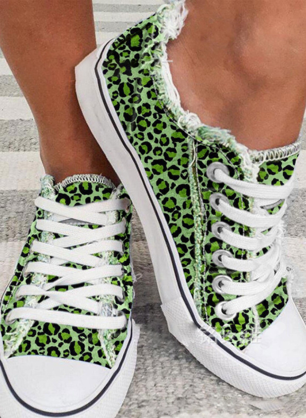 Women's Sneakers Flower Print Canvas Lace-up Sneakers