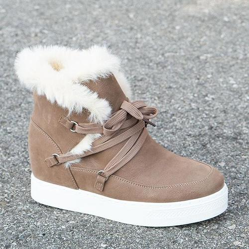 Round Toe Frayed Snow Boots