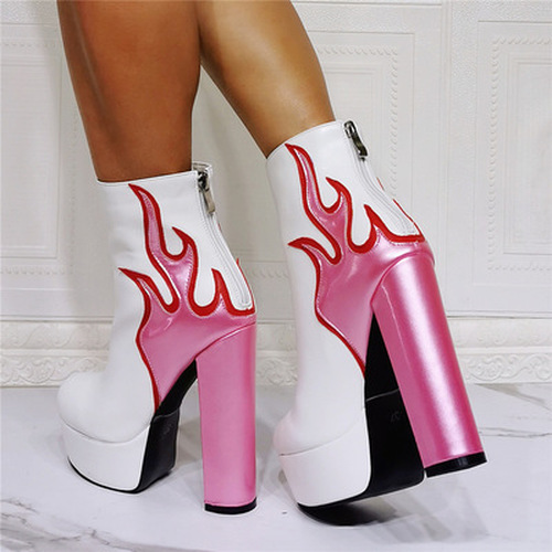 Sexy Flame Thick Heel Boots